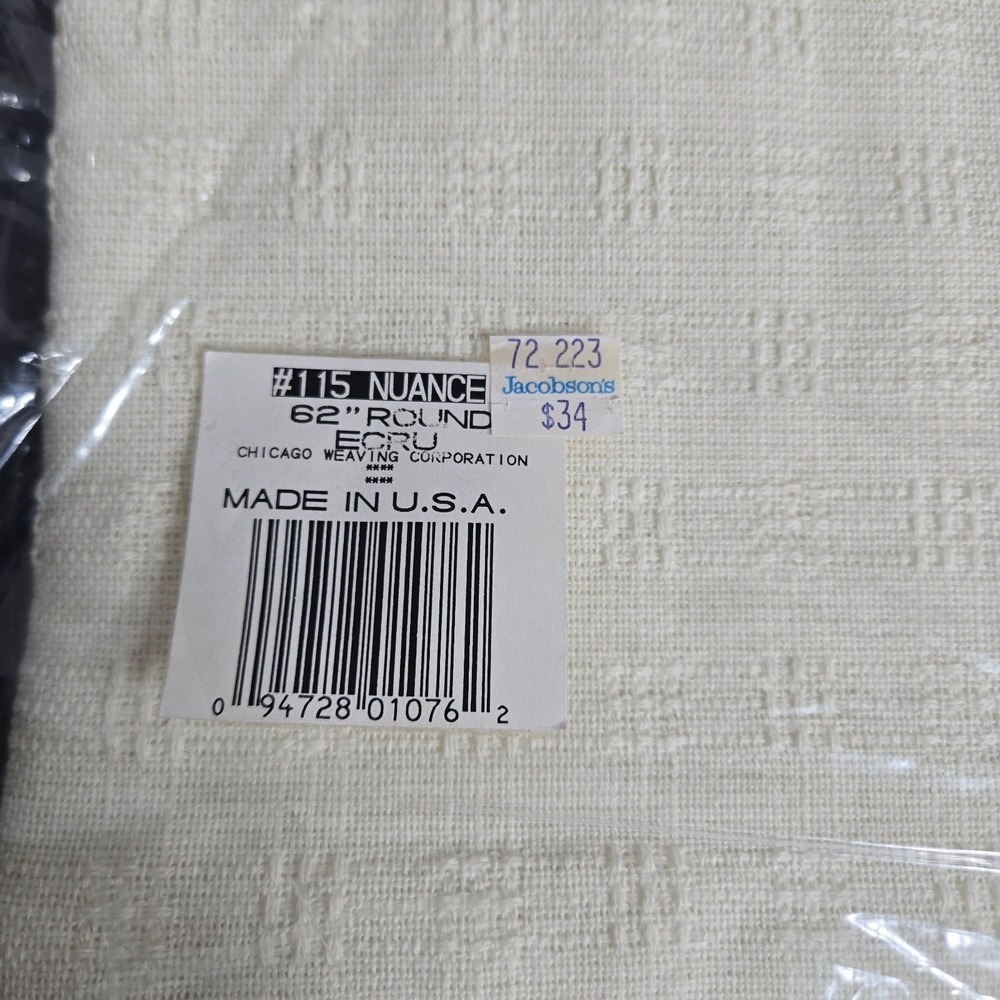 Chicago Weaving Corp. Tablecloth 62" Round Beige Made in U.S.A - Picture 3 of 6